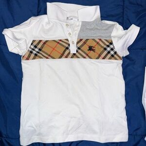 Burberry off white and gray toddler short sleeve shirt size 6Y